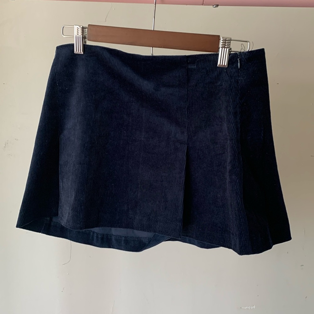 Blue corduroy skater pleat skirt